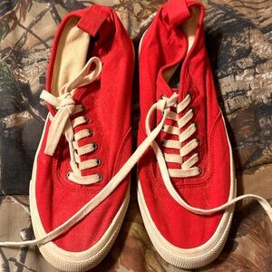 Seavees Red Canvas Lace Up Sneakers Womens 9